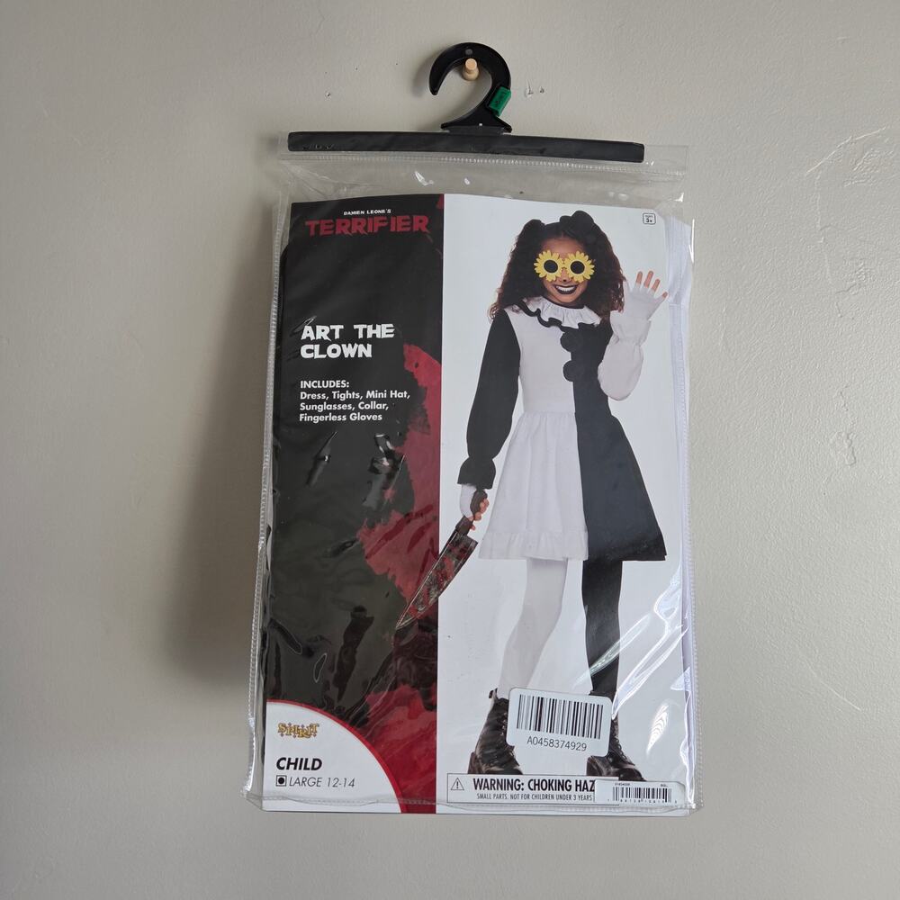 NEW Terrifier Art the Clown Dress Costume Girl's SZ Large 12-14 Spirit Halloween